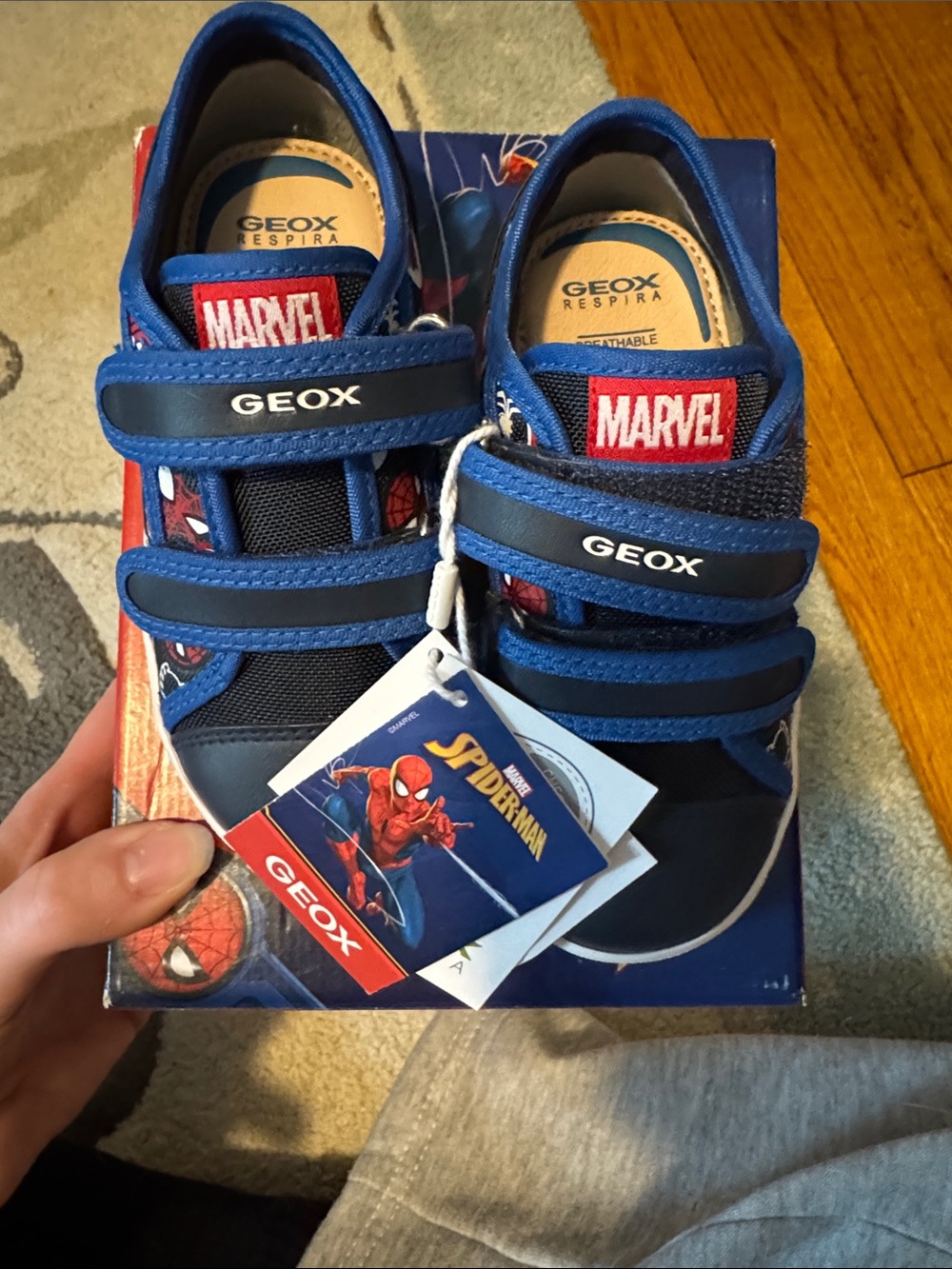 Geox Kids Blue and Red Spider-Man Velcro Sneakers